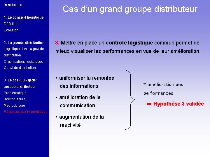 Introduction Cas d’un grand groupe distributeur 1. Le concept logistique Définition Évolution 2. La