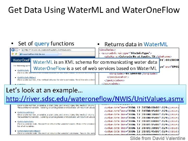 Get Data Using Water. ML and Water. One. Flow • Set of query functions