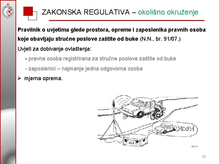 ZAKONSKA REGULATIVA – okolišno okruženje Pravilnik o uvjetima glede prostora, opreme i zaposlenika pravnih ZAKONSKA REGULATIVA – okolišno okruženje Pravilnik o uvjetima glede prostora, opreme i zaposlenika pravnih
