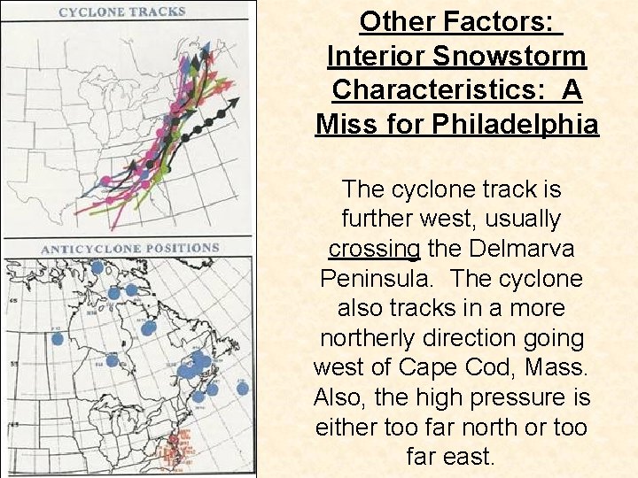 Other Factors: Interior Snowstorm Characteristics: A Miss for Philadelphia The cyclone track is further