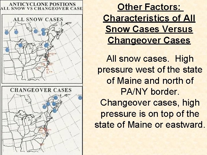 Other Factors: Characteristics of All Snow Cases Versus Changeover Cases All snow cases. High