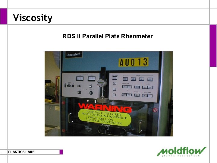 Viscosity RDS II Parallel Plate Rheometer PLASTICS LABS 