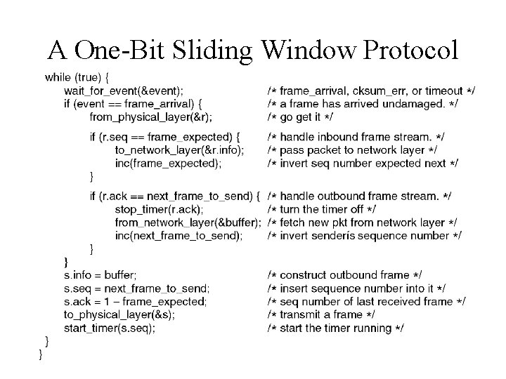 A One-Bit Sliding Window Protocol (ctd. ) 