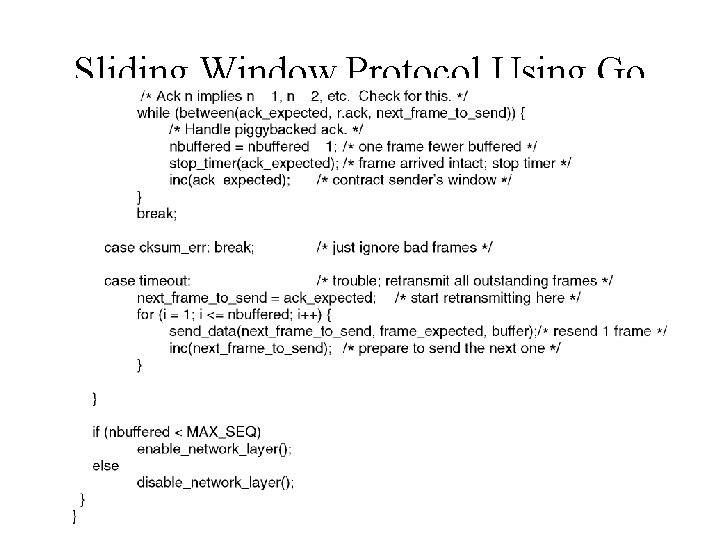 Sliding Window Protocol Using Go Back N 