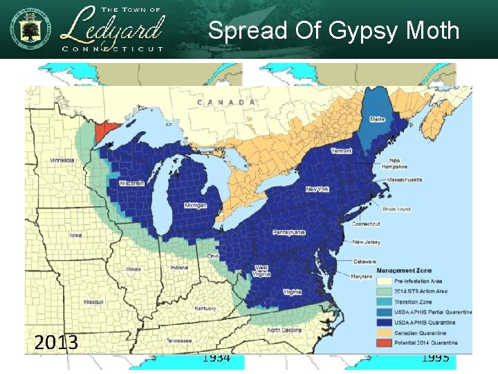 Spread Of Gypsy Moth 2013 1900 1965 1934 1995 