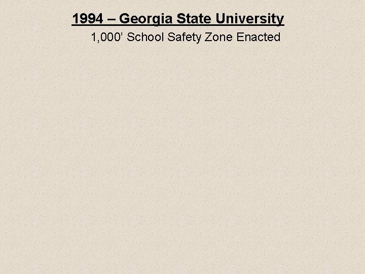 1994 – Georgia State University 1, 000’ School Safety Zone Enacted 