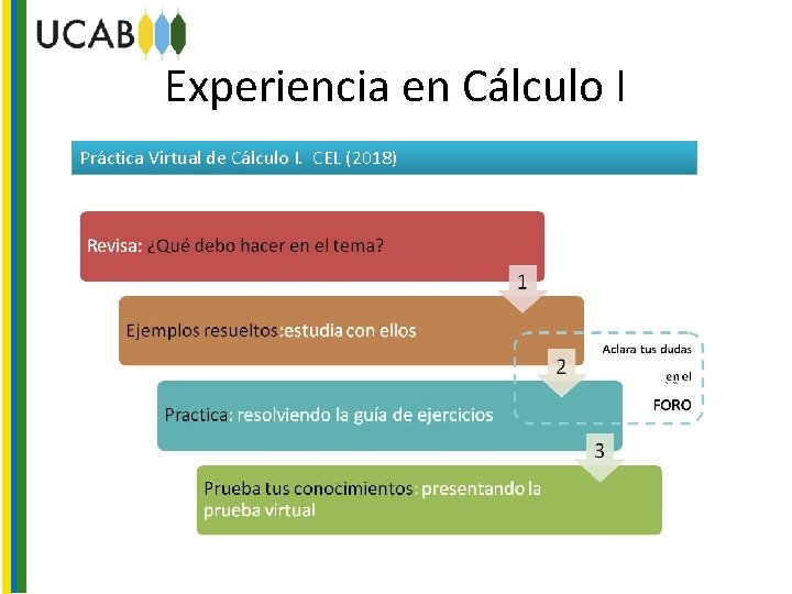 Experiencia en Cálculo I Práctica Virtual de Cálculo I. CEL (2018) 