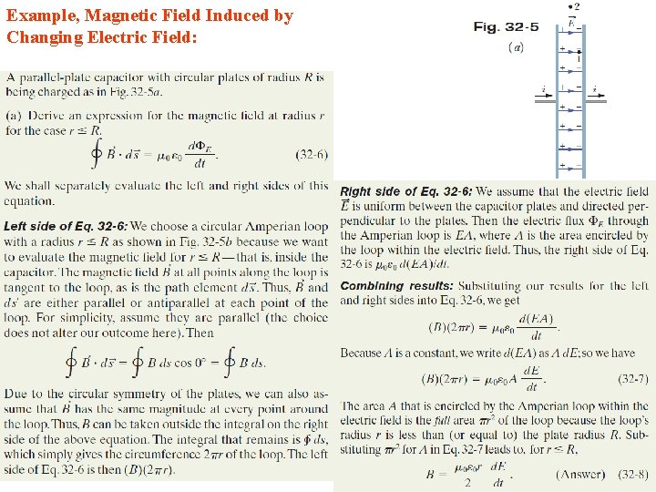 Example, Magnetic Field Induced by Changing Electric Field: 