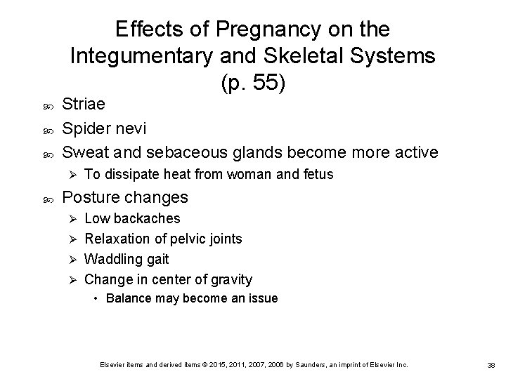 Effects of Pregnancy on the Integumentary and Skeletal Systems (p. 55) Striae Spider nevi