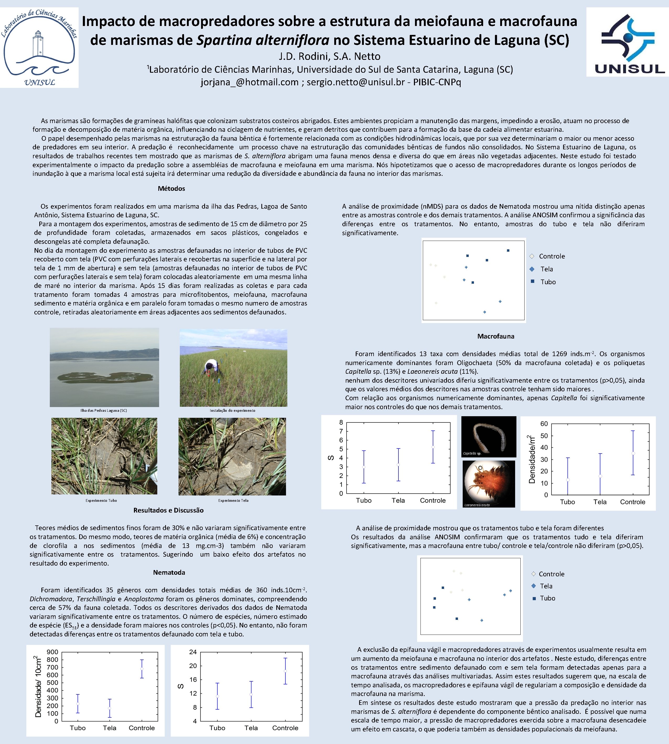 Impacto de macropredadores sobre a estrutura da meiofauna e macrofauna de marismas de Spartina