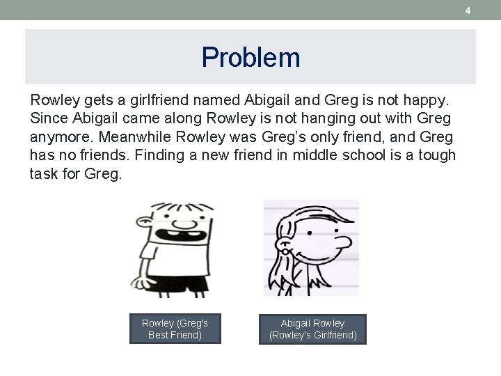 4 Problem Rowley gets a girlfriend named Abigail and Greg is not happy. Since