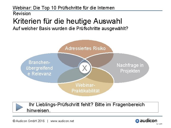 Webinar: Die Top 10 Prüfschritte für die Internen Revision Kriterien für die heutige Auswahl