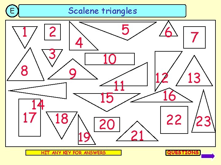 Scalene triangles E 1 8 2 4 3 9 5 6 10 12 13