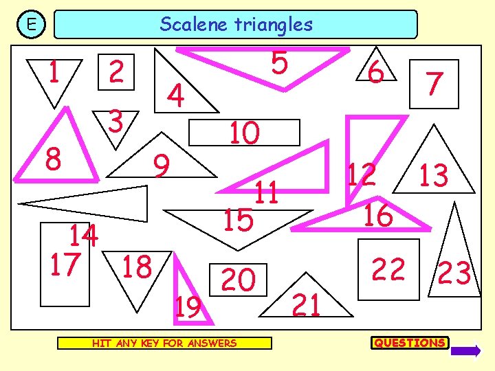 Scalene triangles E 1 8 2 4 3 9 5 6 10 12 13
