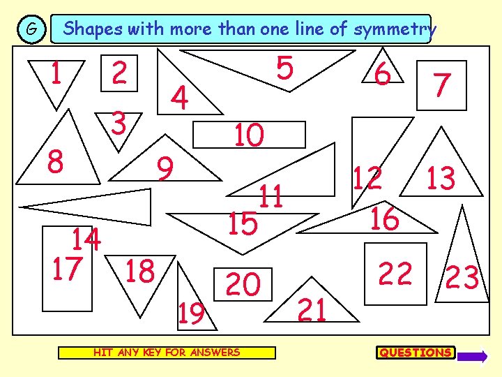 G Shapes with more than one line of symmetry 1 8 2 4 3