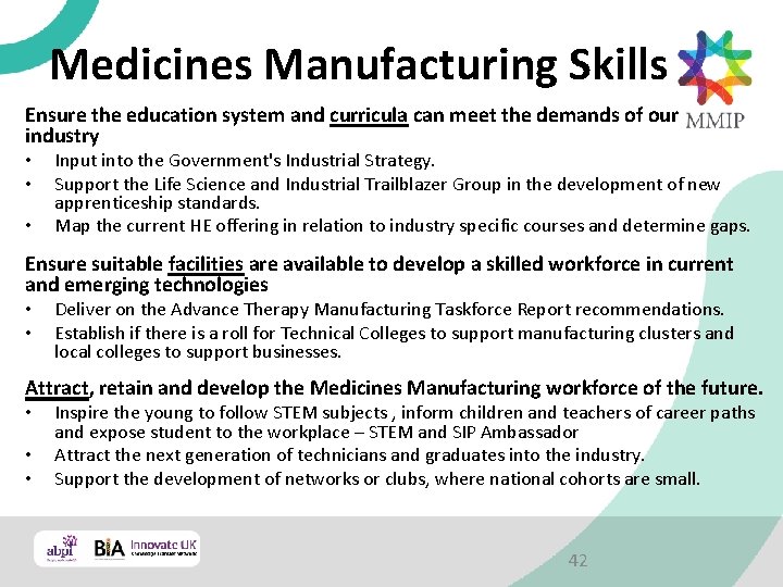Medicines Manufacturing Skills Ensure the education system and curricula can meet the demands of