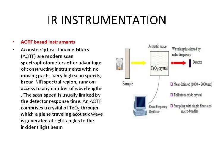 IR INSTRUMENTATION • • AOTF based instruments Acousto-Optical Tunable Filters (AOTF) are modern scan