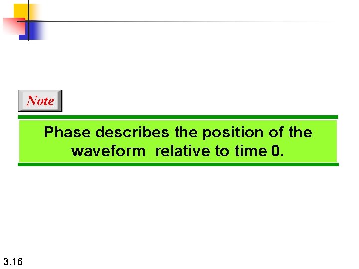 Note Phase describes the position of the waveform relative to time 0. 3. 16