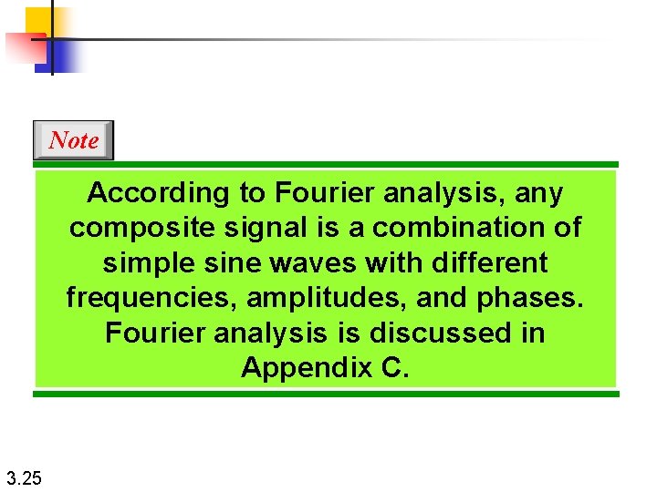 Note According to Fourier analysis, any composite signal is a combination of simple sine
