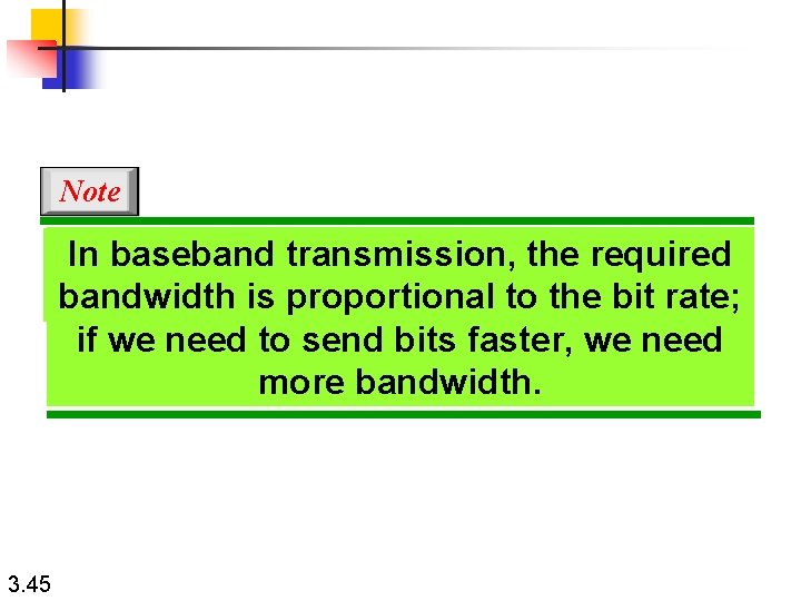 Note In baseband transmission, the required bandwidth is In baseband transmission, the required proportional