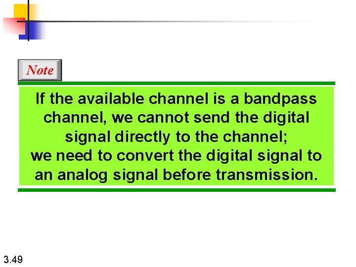 Note If the available channel is a bandpass channel, we cannot send the digital