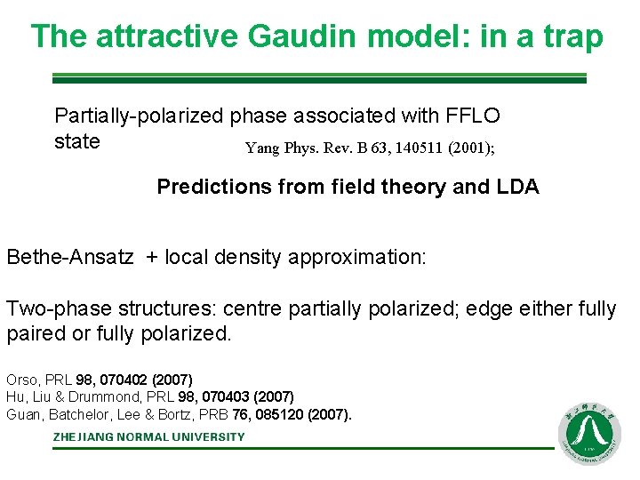 The attractive Gaudin model: in a trap Partially-polarized phase associated with FFLO state Yang