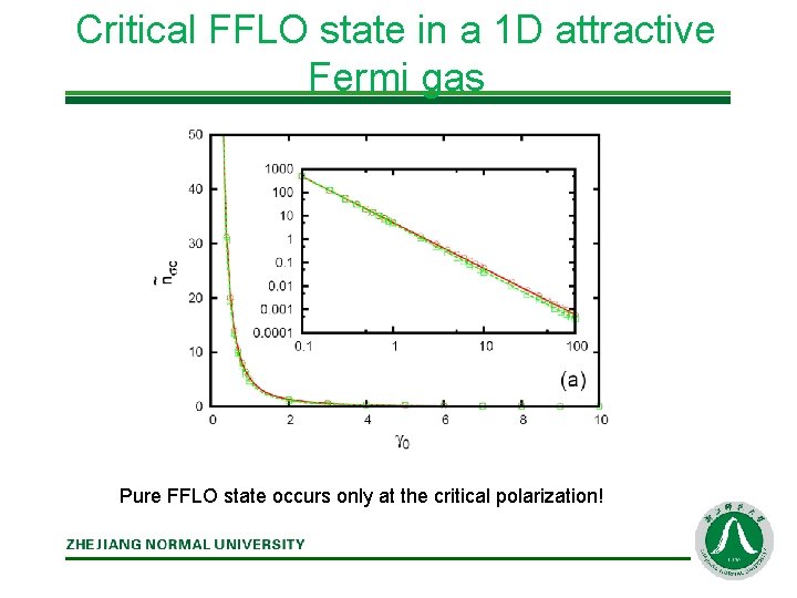 Critical FFLO state in a 1 D attractive Fermi gas Pure FFLO state occurs