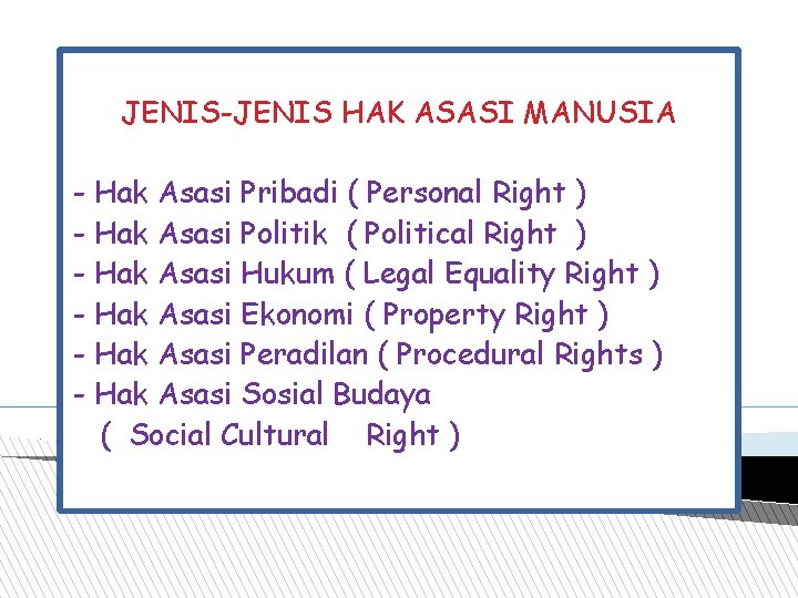 JENIS-JENIS HAK ASASI MANUSIA - Hak Asasi Pribadi ( Personal Right ) - Hak