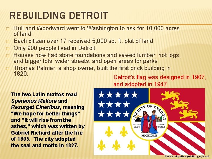 REBUILDING DETROIT � � � Hull and Woodward went to Washington to ask for