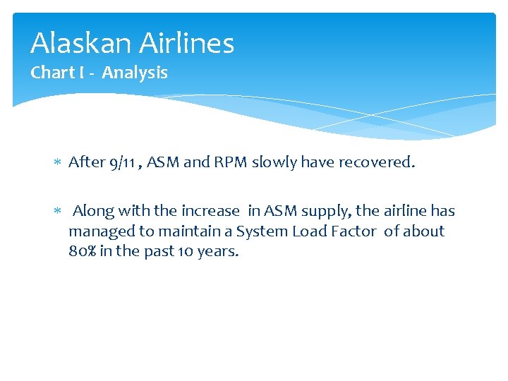 Alaskan Airlines Chart I - Analysis After 9/11 , ASM and RPM slowly have