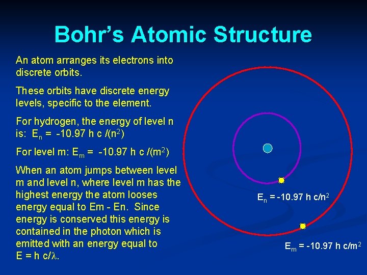 Bohr’s Atomic Structure An atom arranges its electrons into discrete orbits. These orbits have Bohr’s Atomic Structure An atom arranges its electrons into discrete orbits. These orbits have