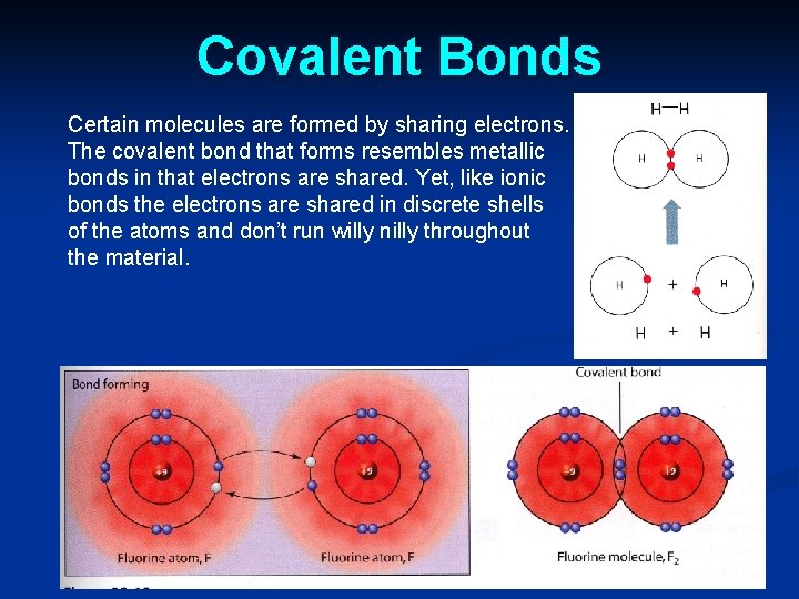 Covalent Bonds Certain molecules are formed by sharing electrons. The covalent bond that forms Covalent Bonds Certain molecules are formed by sharing electrons. The covalent bond that forms