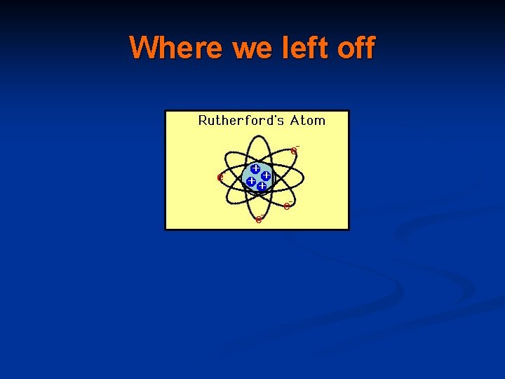 Where we left off Where we left off