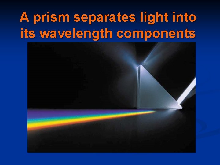 A prism separates light into its wavelength components However, you know more than a A prism separates light into its wavelength components However, you know more than a