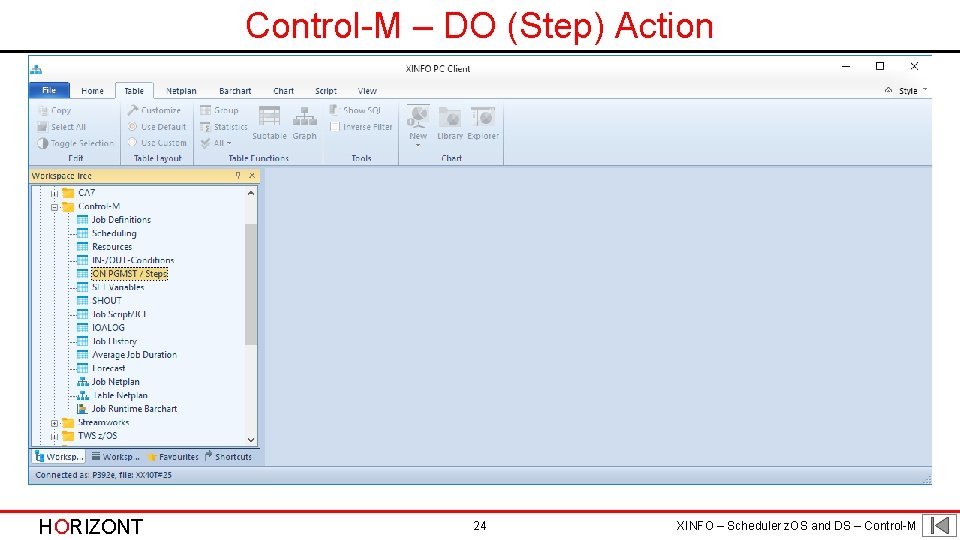 Control-M – DO (Step) Action HORIZONT 24 XINFO – Scheduler z. OS and DS