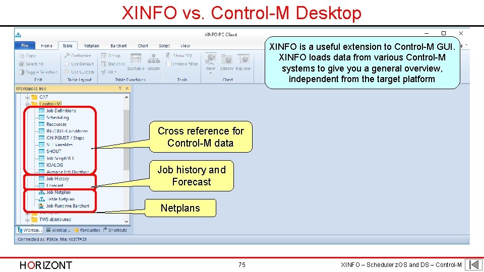 XINFO vs. Control-M Desktop XINFO is a useful extension to Control-M GUI. XINFO loads