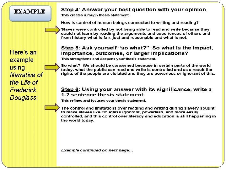 EXAMPLE Here’s an example using Narrative of the Life of Frederick Douglass: 