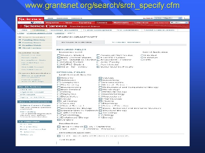 www. grantsnet. org/search/srch_specify. cfm 