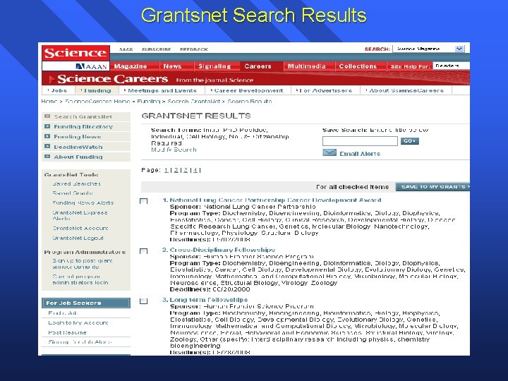 Grantsnet Search Results 