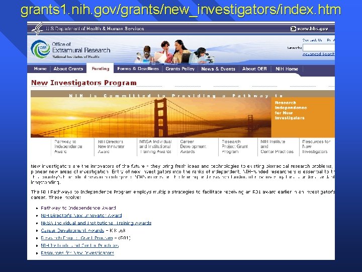 grants 1. nih. gov/grants/new_investigators/index. htm 