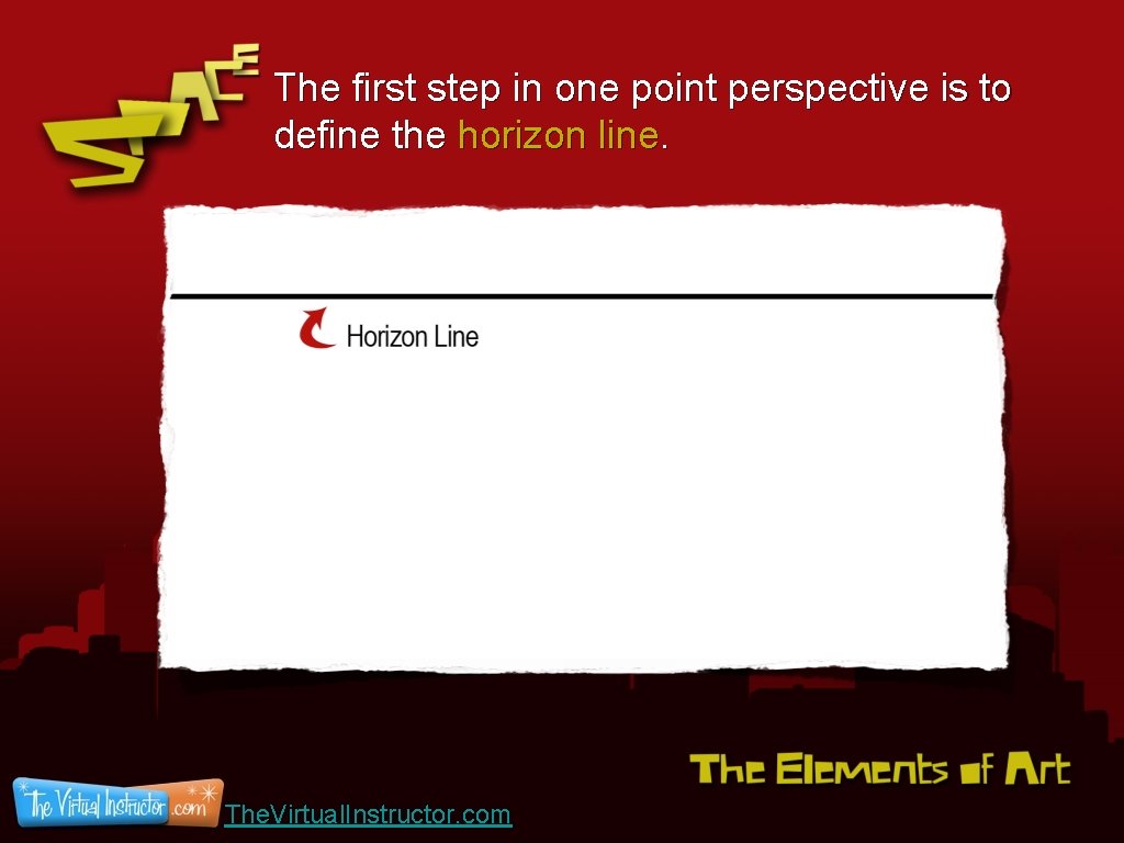 The first step in one point perspective is to define the horizon line. The.