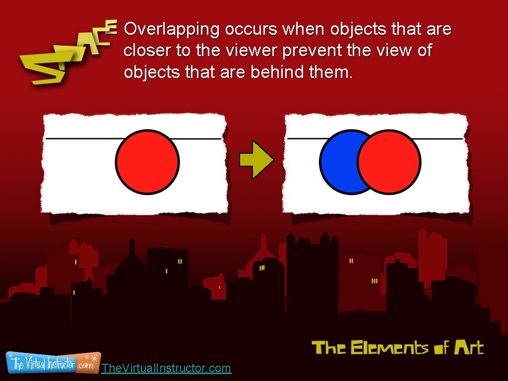 Overlapping occurs when objects that are closer to the viewer prevent the view of