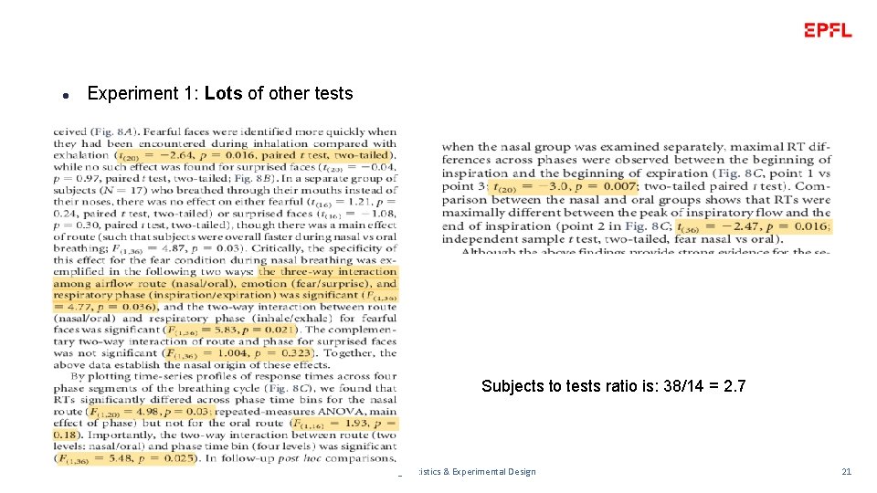 NASAL RHYTHM AND MEMORY l Experiment 1: Lots of other tests Subjects to tests