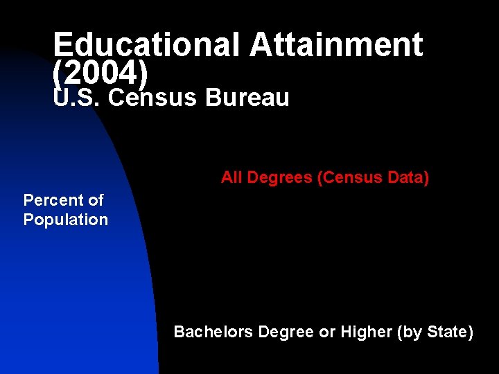 Educational Attainment (2004) U. S. Census Bureau All Degrees (Census Data) Percent of Population