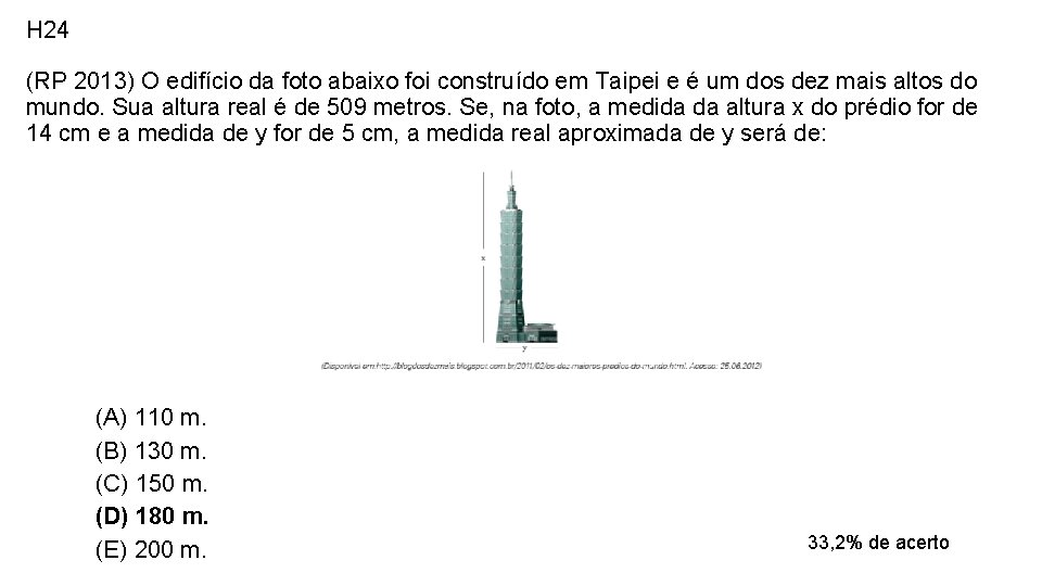H 24 (RP 2013) O edifício da foto abaixo foi construído em Taipei e H 24 (RP 2013) O edifício da foto abaixo foi construído em Taipei e