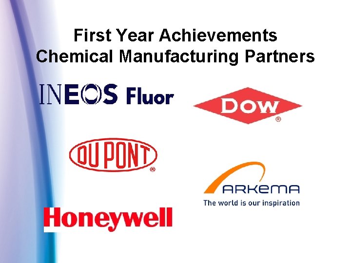 First Year Achievements Chemical Manufacturing Partners 