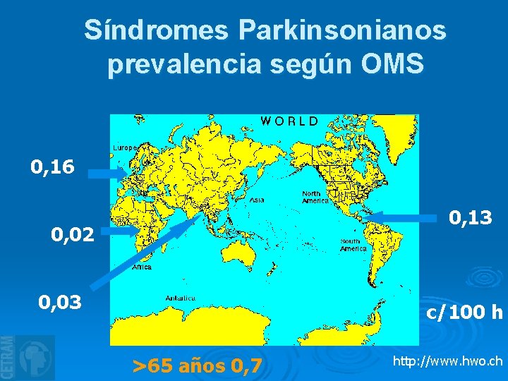 Síndromes Parkinsonianos prevalencia según OMS 0, 16 0, 13 0, 02 0, 03 c/100 Síndromes Parkinsonianos prevalencia según OMS 0, 16 0, 13 0, 02 0, 03 c/100