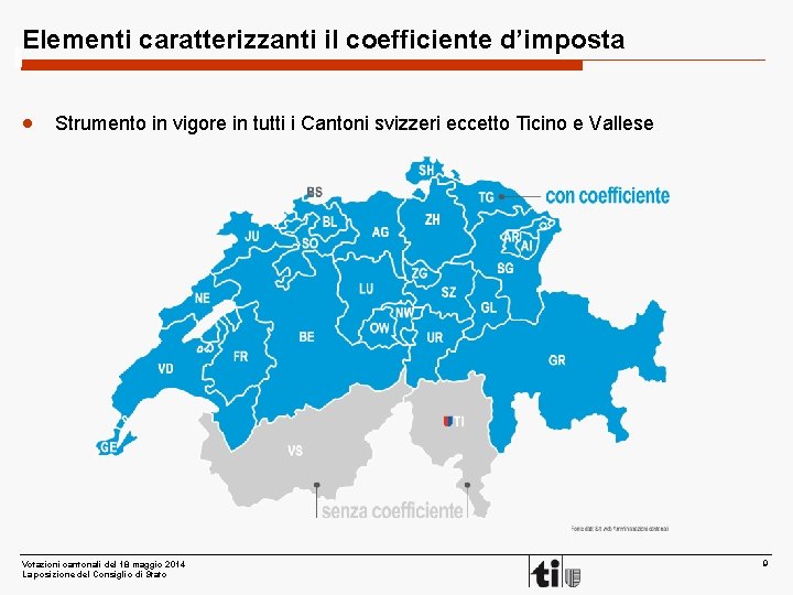 Elementi caratterizzanti il coefficiente d’imposta · Strumento in vigore in tutti i Cantoni svizzeri