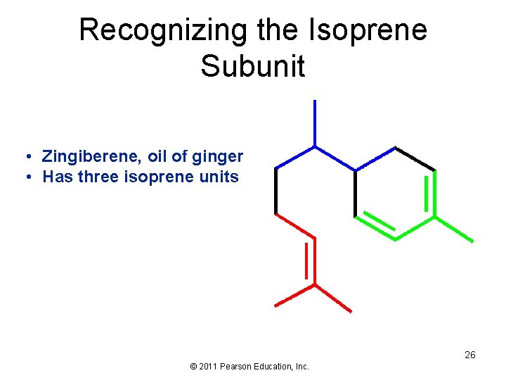Recognizing the Isoprene Subunit • Zingiberene, oil of ginger • Has three isoprene units