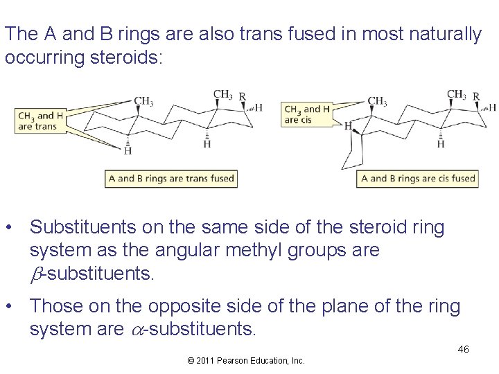 The A and B rings are also trans fused in most naturally occurring steroids: